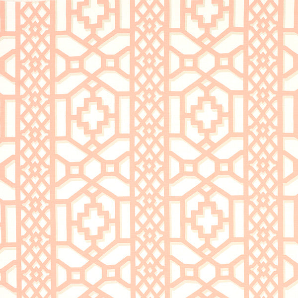 Schumacher Fabric 175747 Zanzibar Trellis Coral