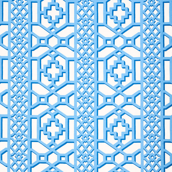 Schumacher Fabric 175748 Zanzibar Trellis Blue