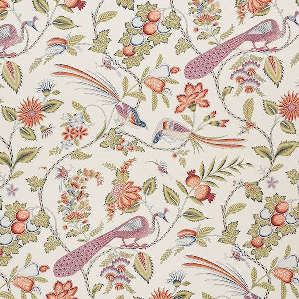 Schumacher Fabric 175953 Campagne Persimmon & Pink