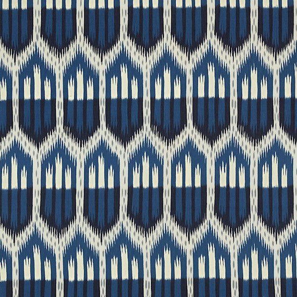 Schumacher Fabric 176084 Bukhara Ikat Indigo