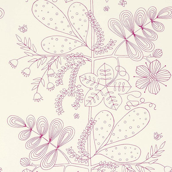 Schumacher Fabric 176202 Blommen Print Fuchsia