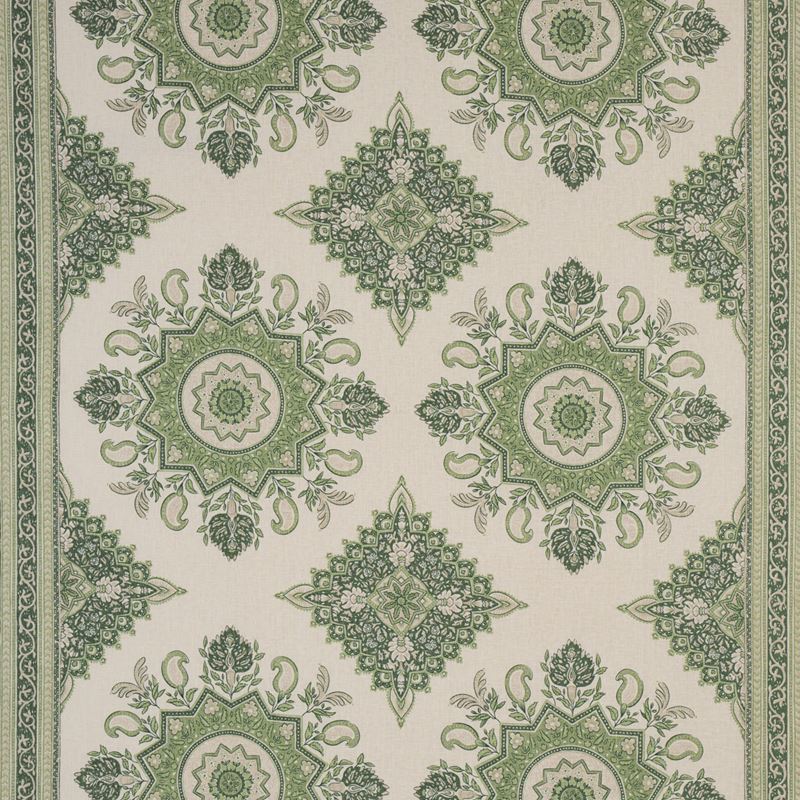 Schumacher Fabric 176485 Montecito Medallion Leaf Green