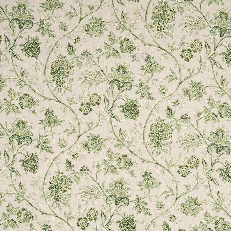 Schumacher Fabric 176492 Chinoiserie Vine Leaf Green