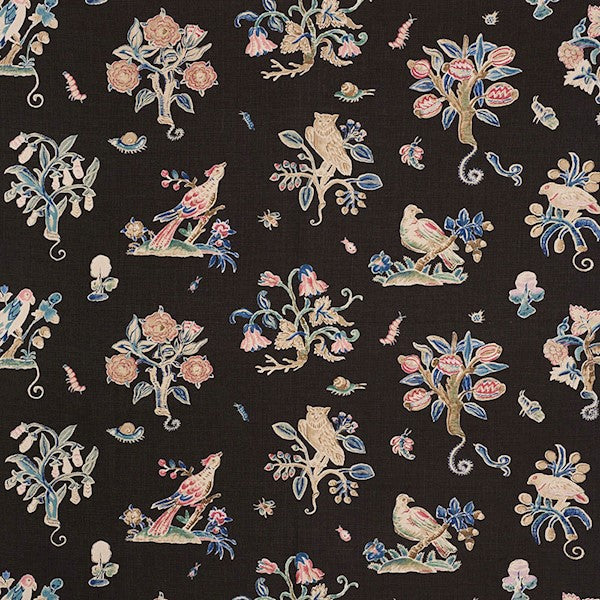 Schumacher Fabric 176750 Magical Menagerie Black