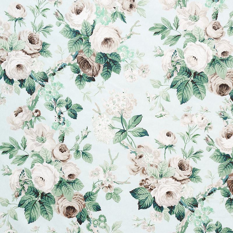 Schumacher Fabric 177204 Nancy Floral Seafoam