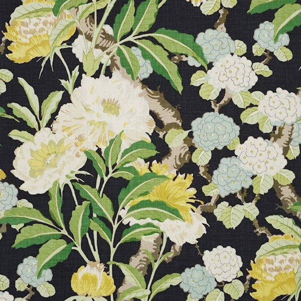 Schumacher Fabric 177391 Enchanted Garden Black