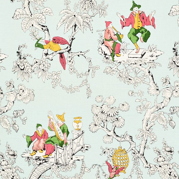 Schumacher Fabric 177420 Chinoiserie Moderne Aqua