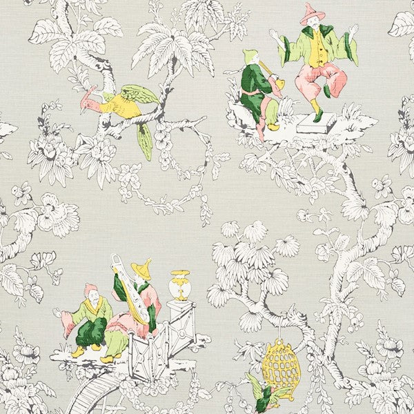 Schumacher Fabric 177421 Chinoiserie Moderne Soft Grey