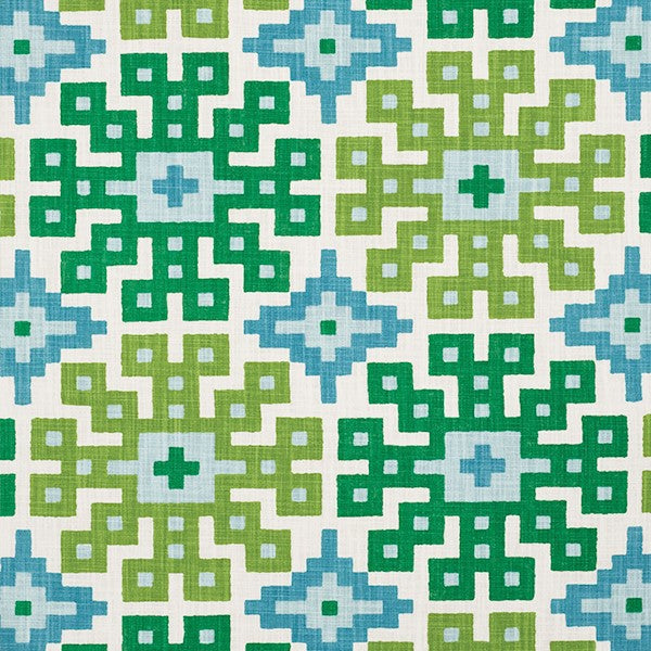 Schumacher Fabric 177450 Palmetto Print Lagoon