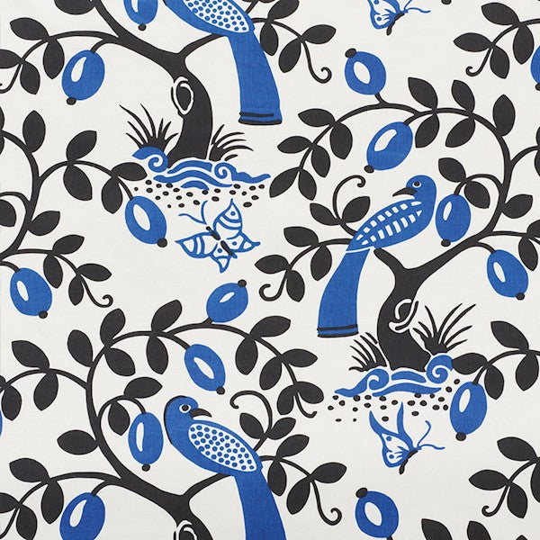 Schumacher Fabric 177470 Olive Tree Black & Blue