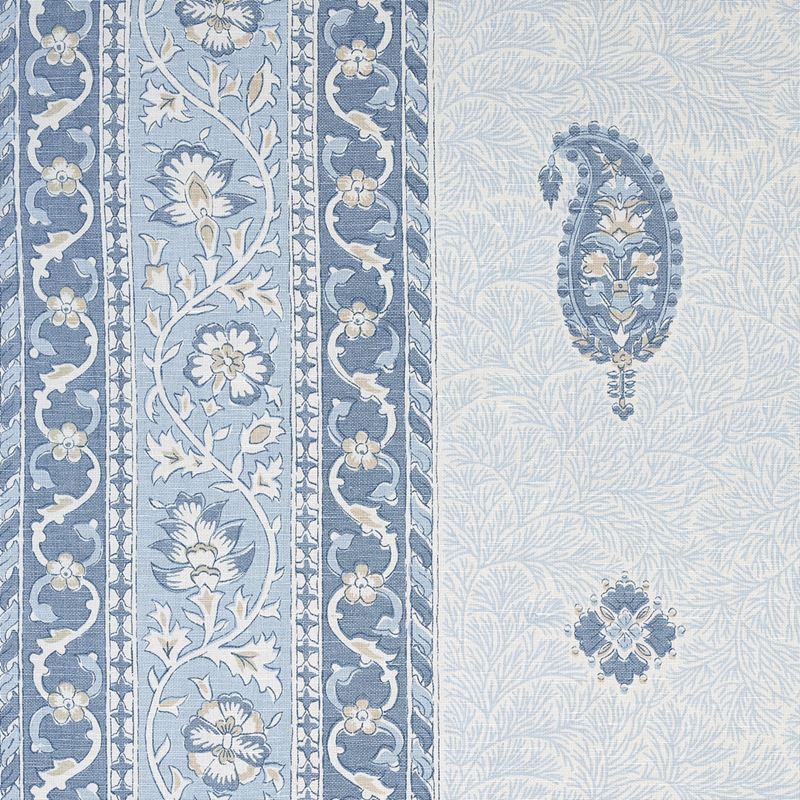 Schumacher Fabric 177615 Ojai Paisley China Blue