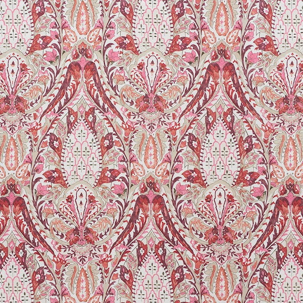 Schumacher Fabric 177672 Layla Paisley Plum & Pink