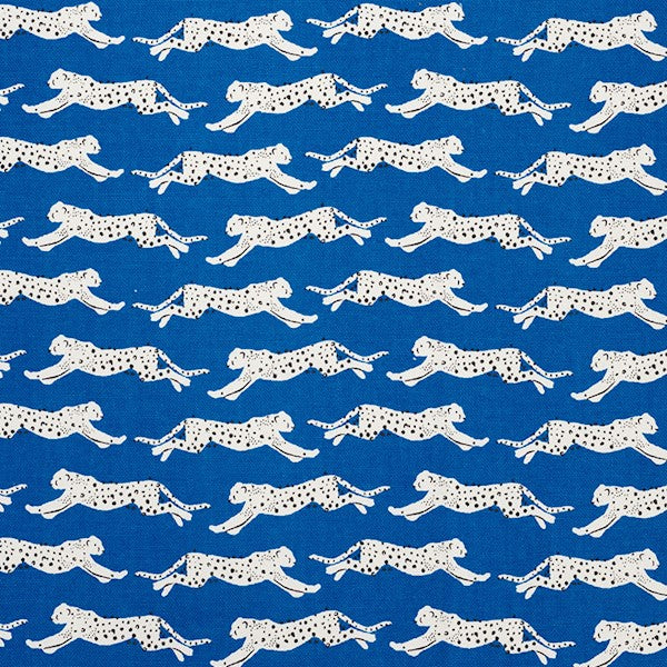 Schumacher Fabric 177742 Leaping Leopards Blue