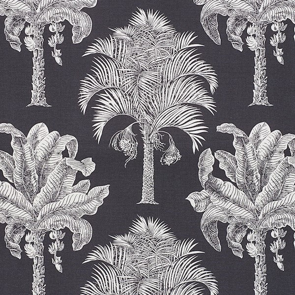 Schumacher Fabric 178003 Grand Palms Carbon