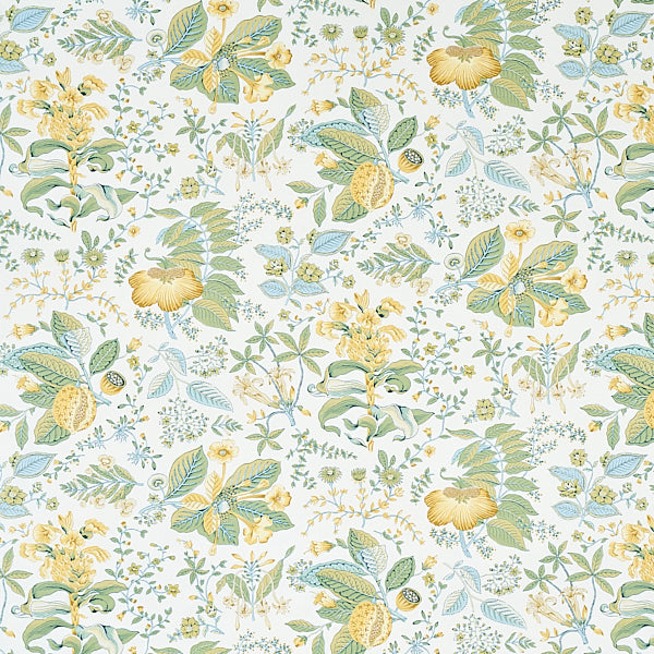 Schumacher Fabric 178123 Pomegranate Botanical Citron