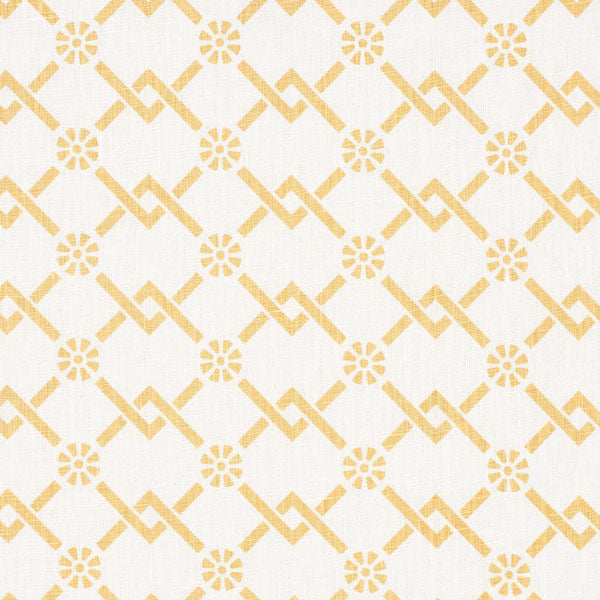 Schumacher Fabric 178311 Fretwork Flower Saffron