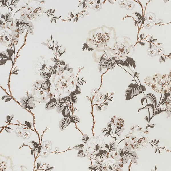 Schumacher Fabric 178401 Betty Chintz Charcoal