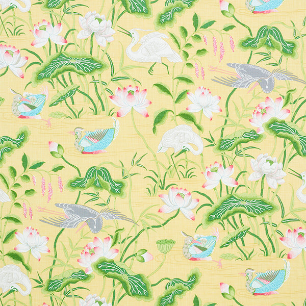 Schumacher Fabric 179040 Lotus Garden Yellow