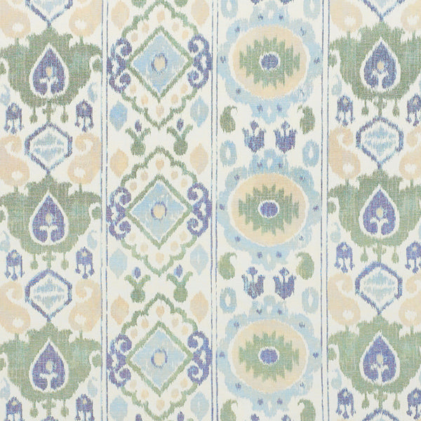 Schumacher Fabric 179051 Elizia Ikat Green & Blue