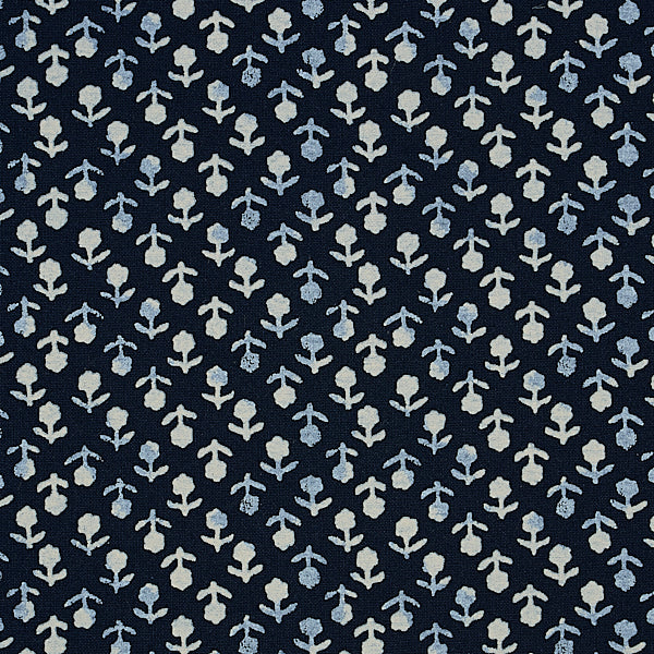 Schumacher Fabric 179351 Beatriz Hand Blocked Print Indigo