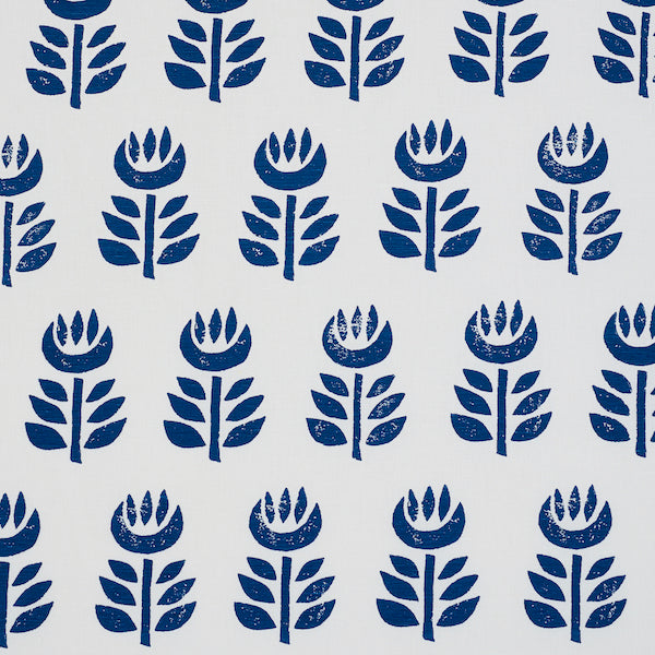 Schumacher Fabric 179402 Rosenborg Hand Print Navy