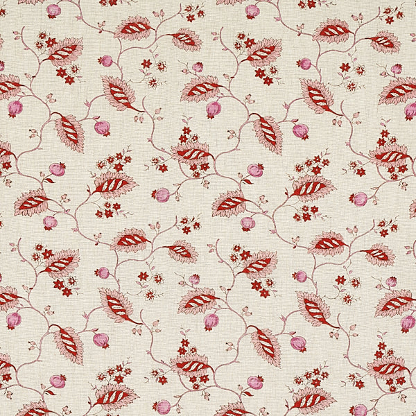 Schumacher Fabric 179450 Maryam Vine Pink & Red