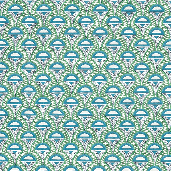 Schumacher Fabric 179582 Abelino Green & Peacock