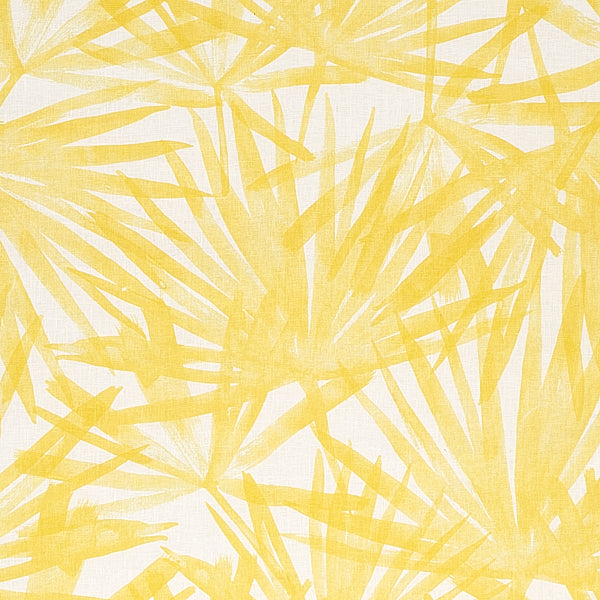 Schumacher Fabric 179602 Sunlit Palm Linen Yellow