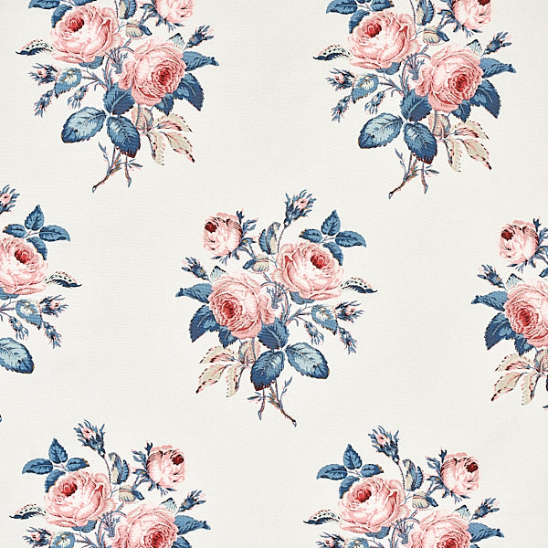 Schumacher Fabric 179632 Loudon Rose Rose & Blue