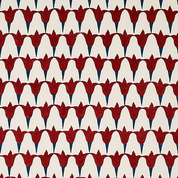Schumacher Fabric 179823 Tulip Hand Block Iron & Indigo