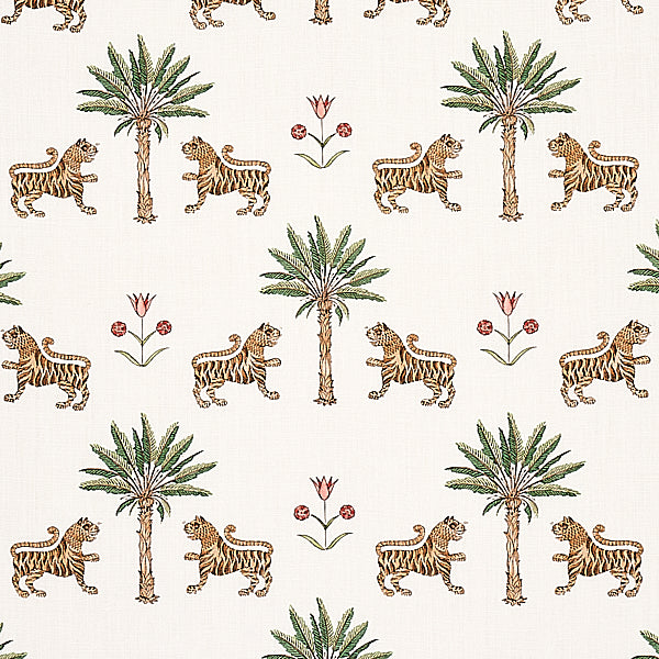 Schumacher Fabric 179932 Tiger Palm Crimson