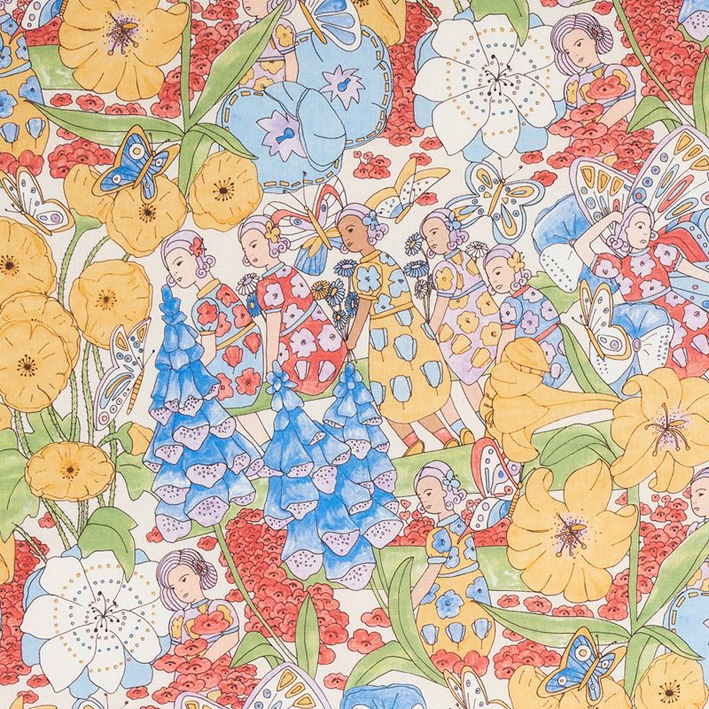 Schumacher Fabric 180140 Fairie Garden Yellow and Ivory