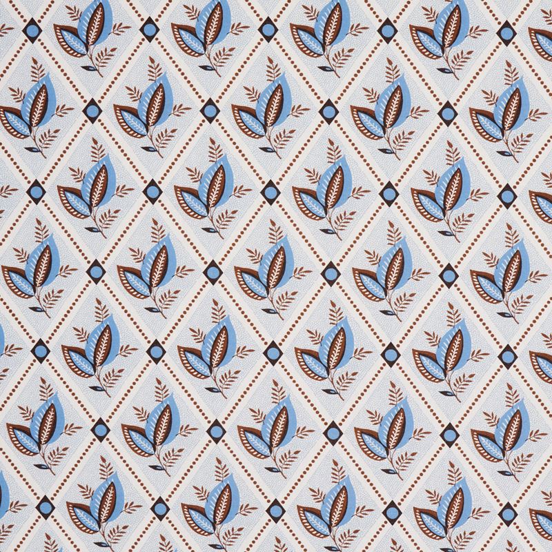 Schumacher Fabric 180573 Basile Trellis Delft & Sepia