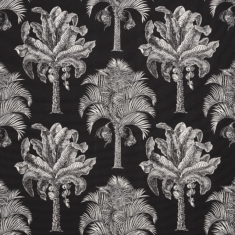 Schumacher Fabric 180962 Grand Palms Indoor/Outdoor Black