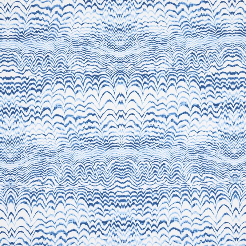 Schumacher Fabric 181050 Ink Wave Print Indoor/Outdoor Indigo