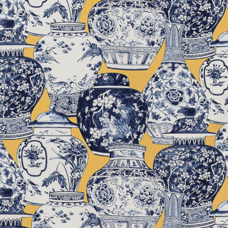 Lee Jofa Fabric 2020194.504 Pandan Print Maize/Blue