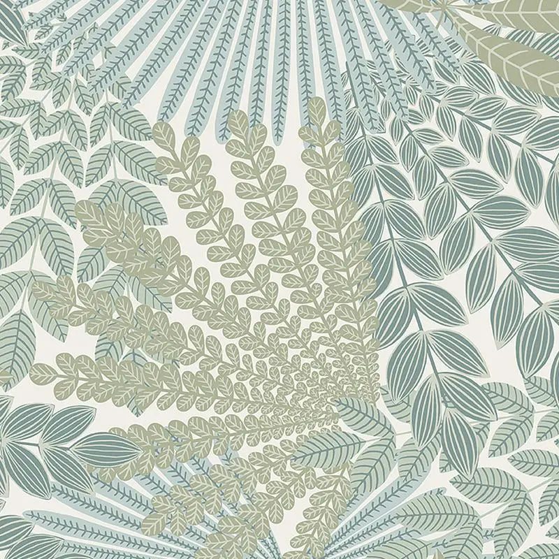 Schumacher Wallpaper 2262 Velvet Leaves Ivory and Sage