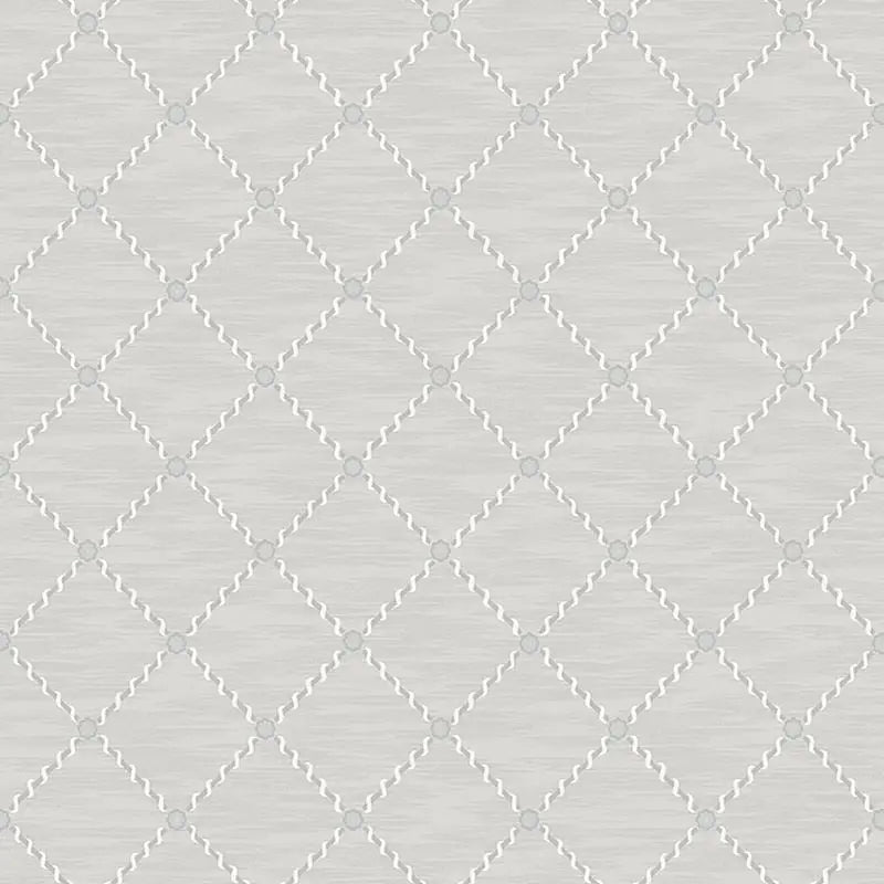 Schumacher Wallpaper 2266 Golden Trellis Grey and Silver