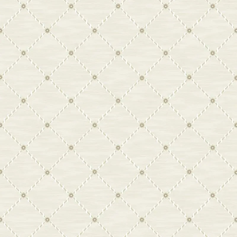 Schumacher Wallpaper 2267 Golden Trellis Parchment and Gold