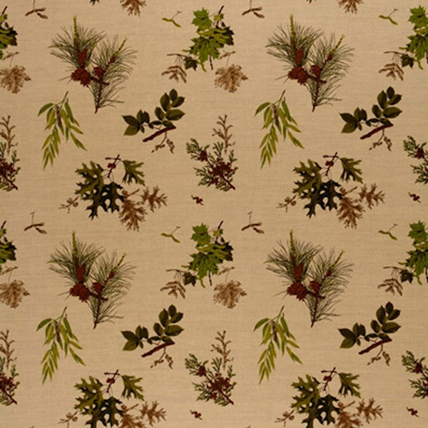 Schumacher Fabric 2602880 Woodlands Pine Lichen On Natural