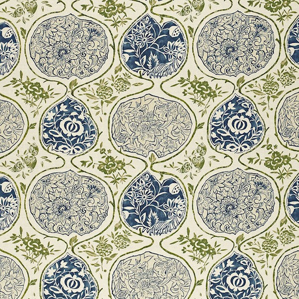 Schumacher Fabric 2620932 Katsugi Indigo & Green