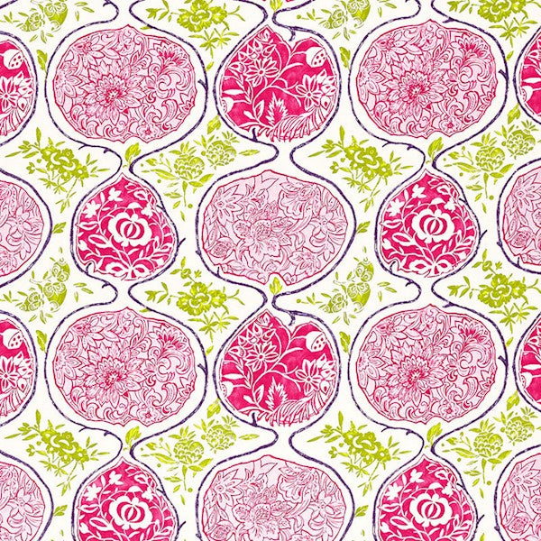 Schumacher Fabric 2620937 Katsugi Fuchsia & Chartreuse