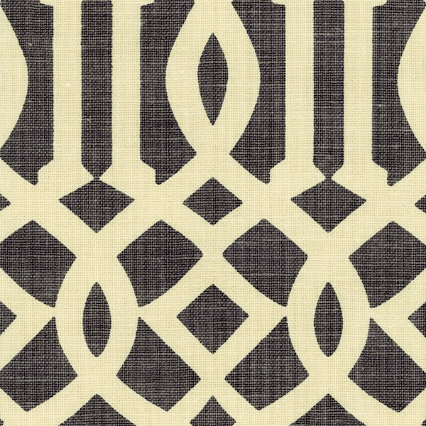 Schumacher Fabric 2643760 Imperial Trellis Parchment Midnight