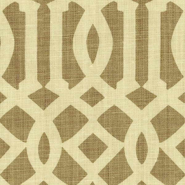 Schumacher Fabric 2643761 Imperial Trellis Natural Coffee