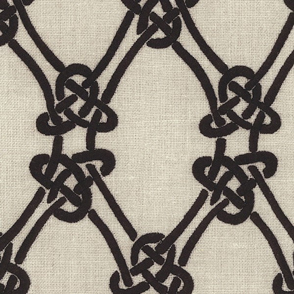 Schumacher Fabric 2643920 Gordian Weave Ebony On Greige