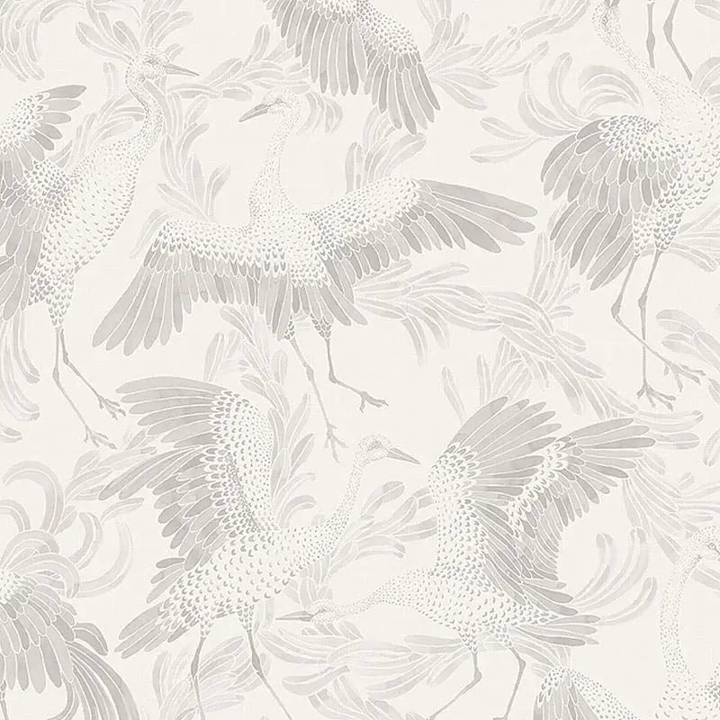 Schumacher Wallpaper 3130 Dancing Crane Grey