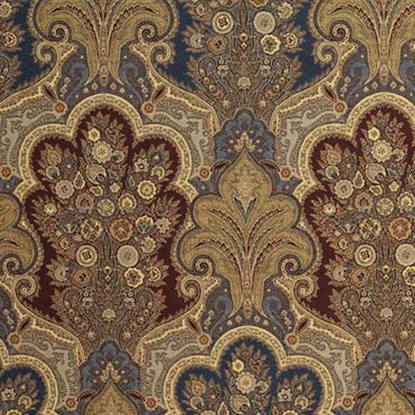 Schumacher Fabric 3362044 New Castle Paisley Indigo