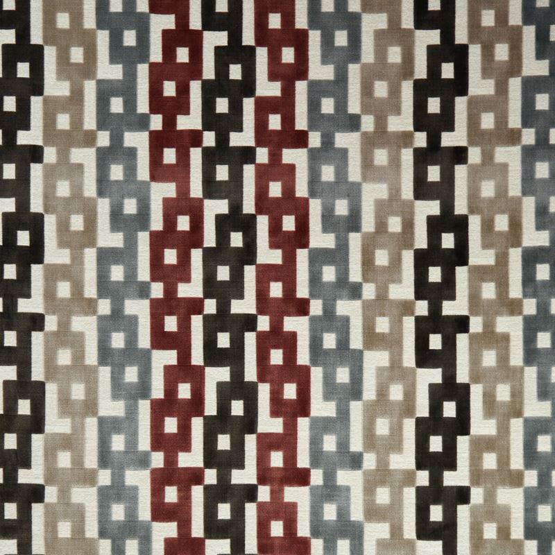 Kravet Couture Fabric 35856.921 Chain Velvet Paprika/Grey