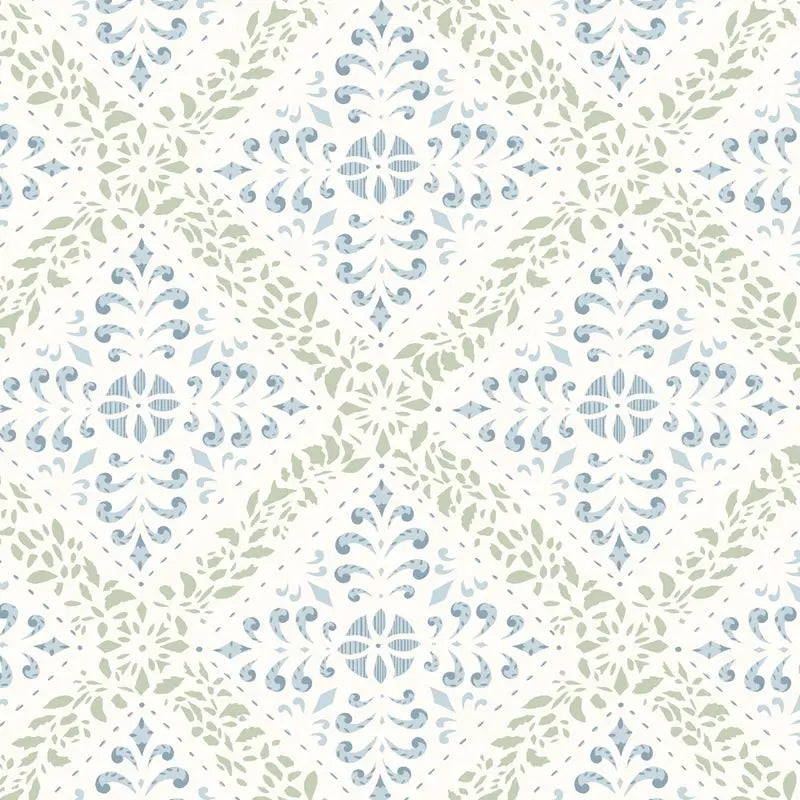 Schumacher Wallpaper 4516 Nyborg Blue and Green