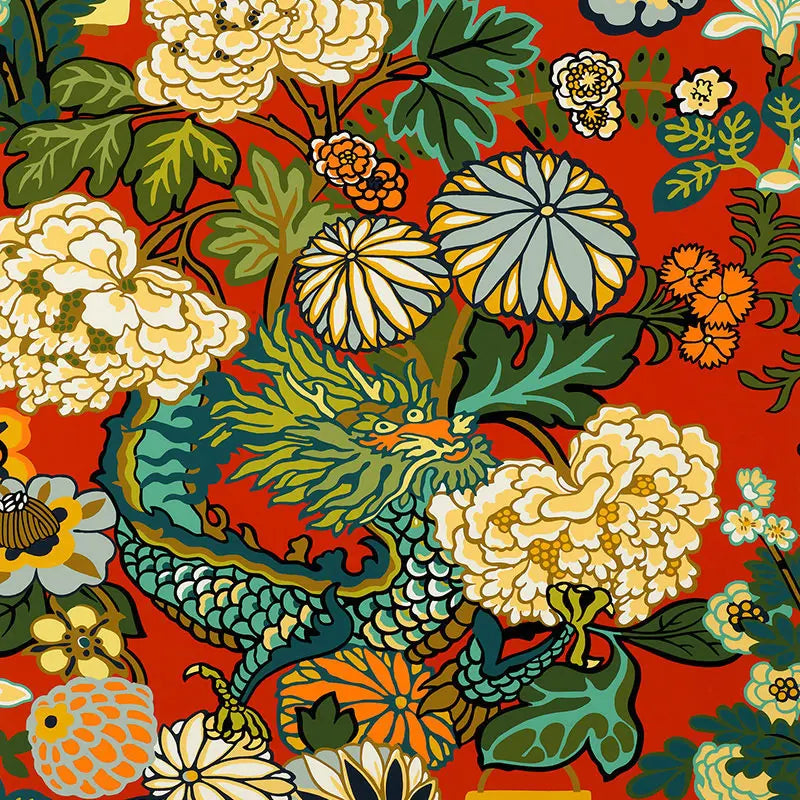 Schumacher Wallpaper 5001061 Chiang Mai Dragon Lacquer